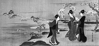Three Beauties Viewing Cherry Blossoms