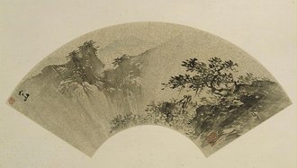 张路《观瀑图》扇页