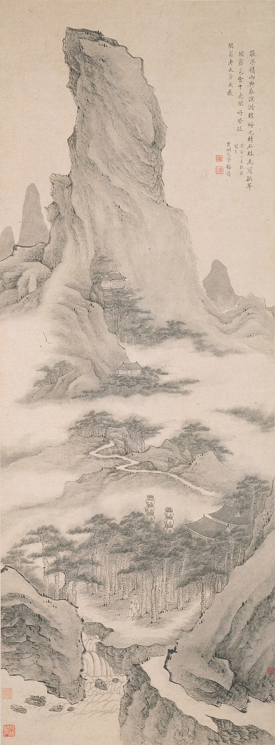 清  梅清  敬亭霁色图轴