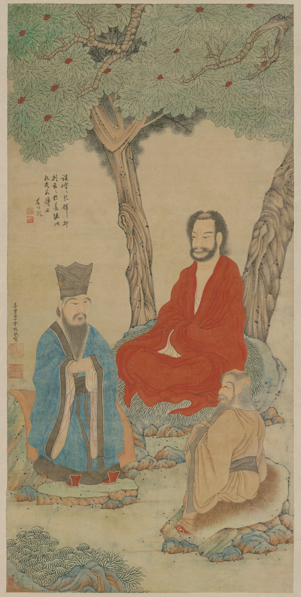 丁云鹏三教图轴