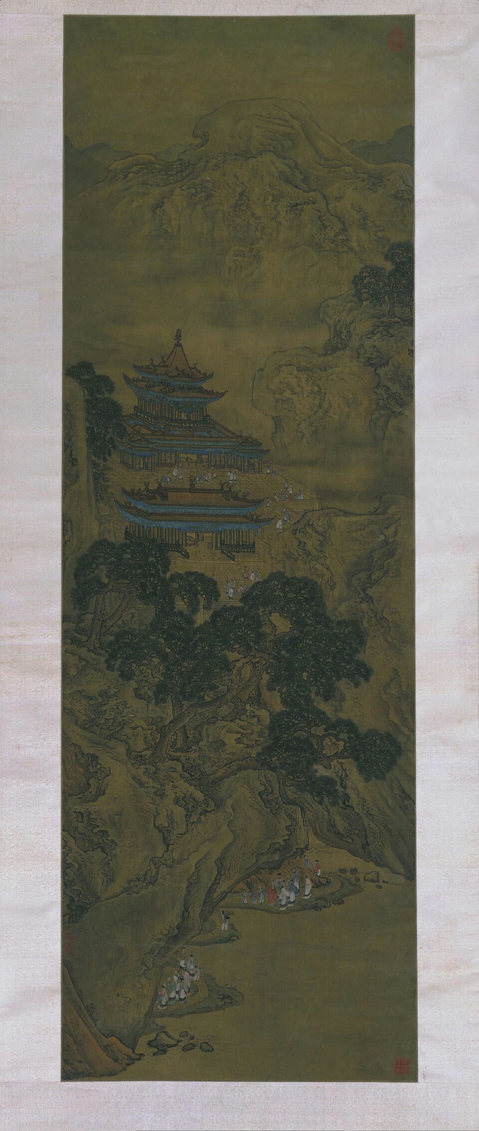袁江山水楼阁图轴