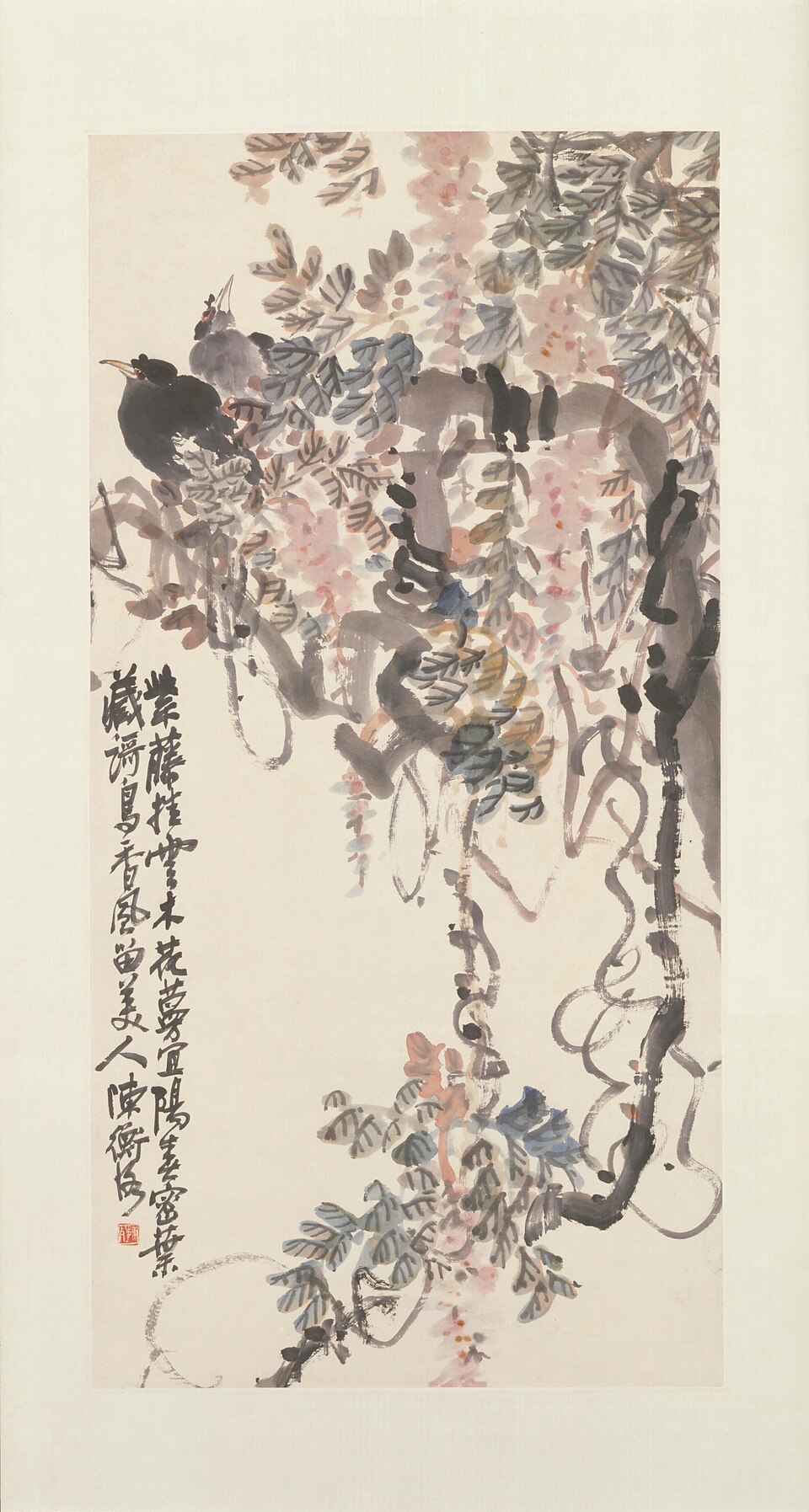 陈师曾藤萝鸲鹆图轴