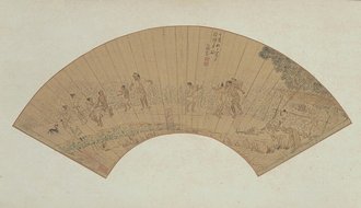 张宏农夫打架图扇页