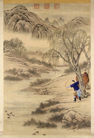 郎世宁等乾隆皇帝弋凫图轴