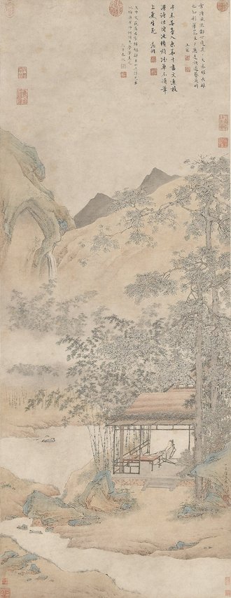 明  仇英  梧竹书堂图轴