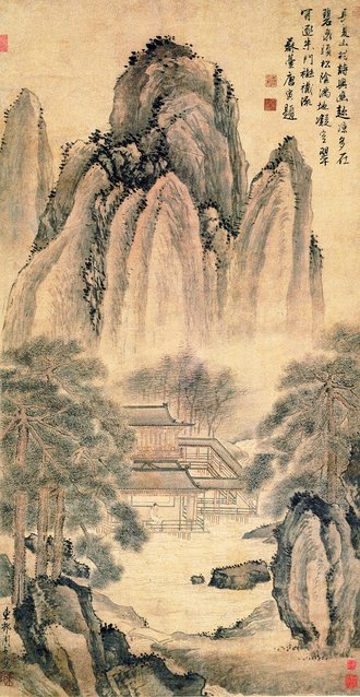 明  周臣  长夏山村图轴