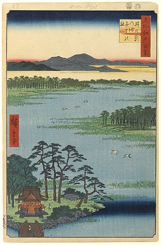 名所江戸百景 井の頭の池 弁天の社