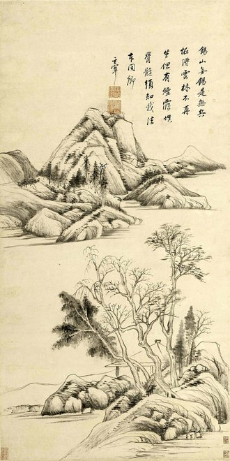 明 董其昌 锡山烟霞图轴