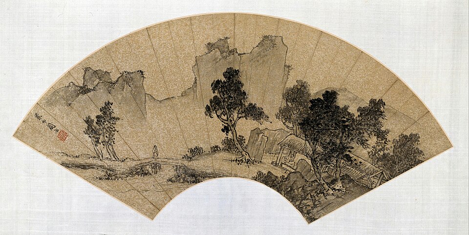 周臣《山水人物图》扇页