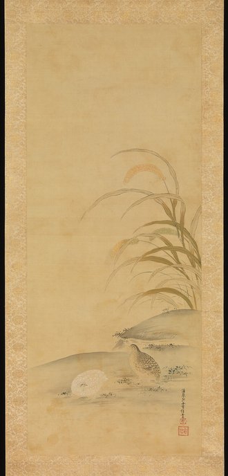 粟に鶉図
