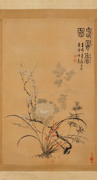 汪士慎春风香国图轴