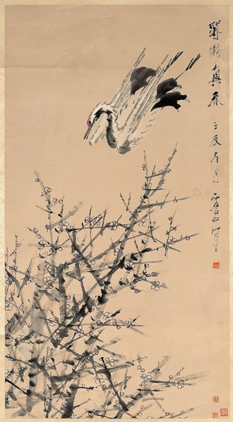Plum Blossoms, Crane, and Spring