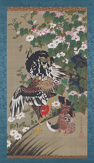 芙蓉双鶏図