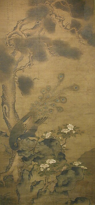 Peacock with Pine and Camellia