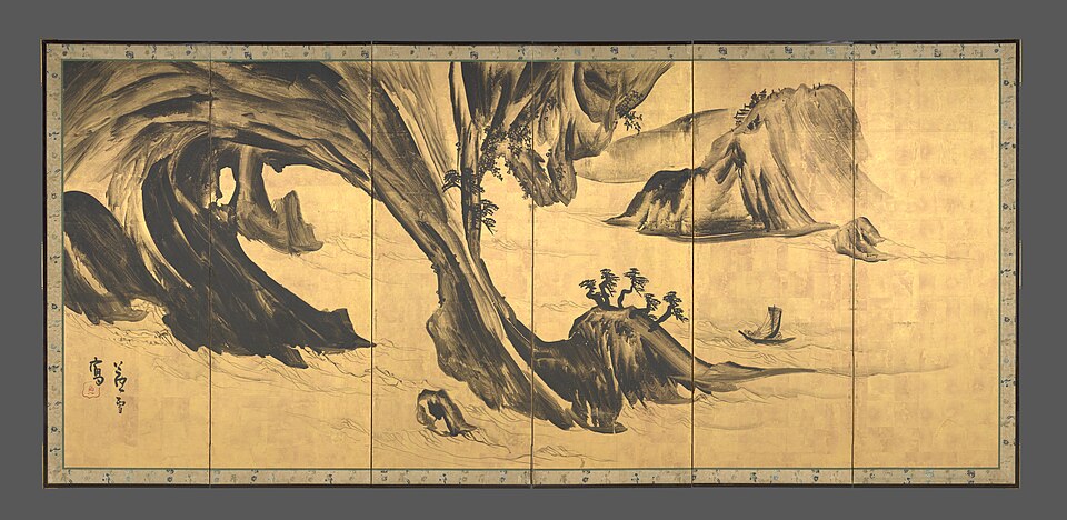 長沢芦雪筆   山水唐人物図屏風|Landscapes with the Chinese Literati Su Shi and Tao Qian