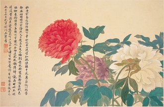 清惲壽平王翬花卉山水合冊　冊　牡丹