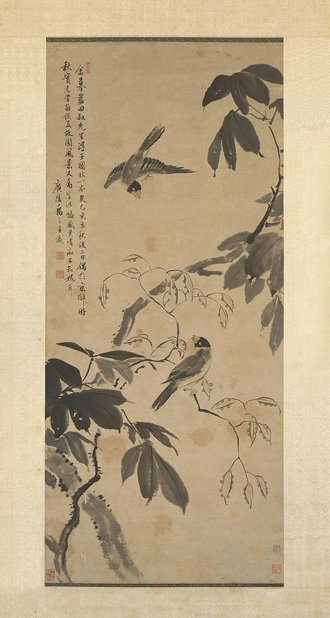 禹之鼎桐禽图轴