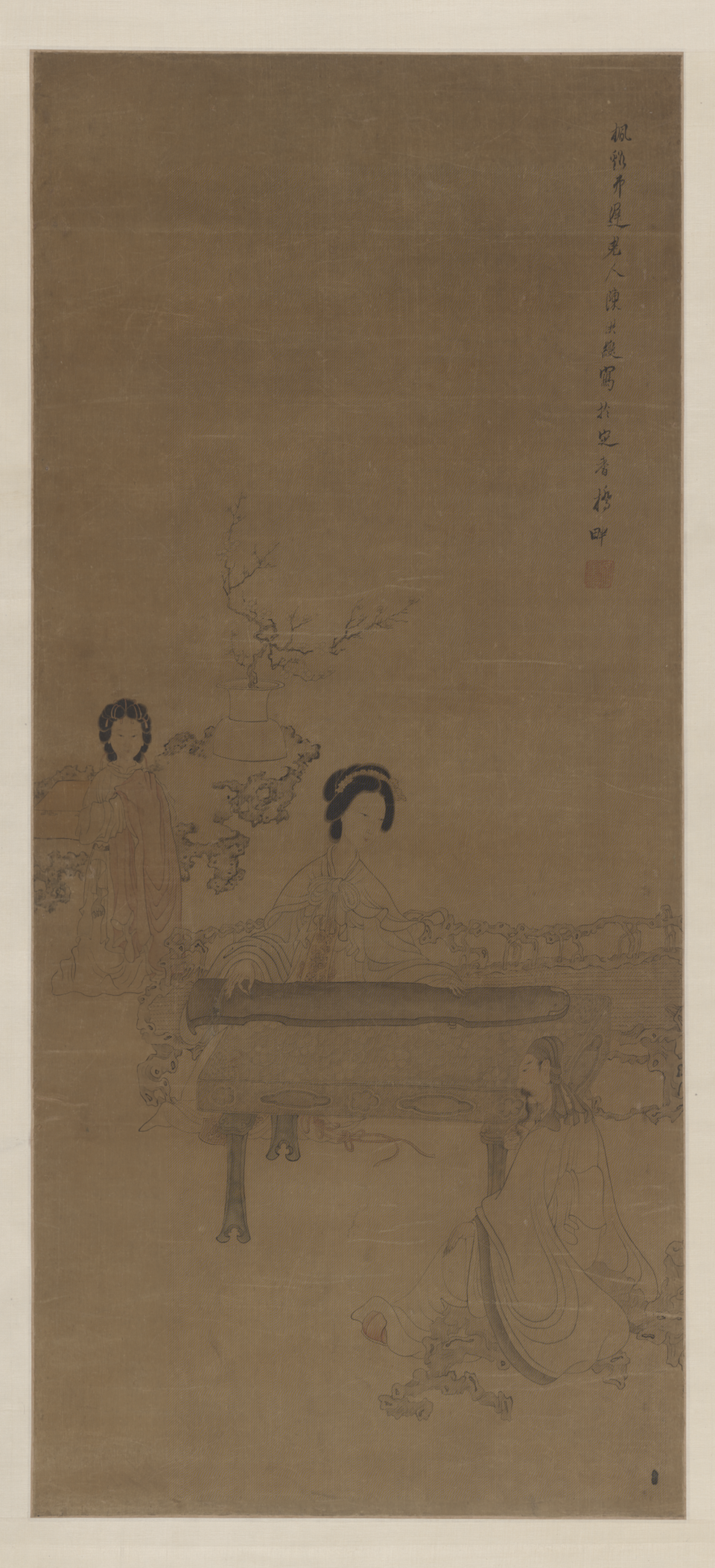 陈洪绶听琴轴