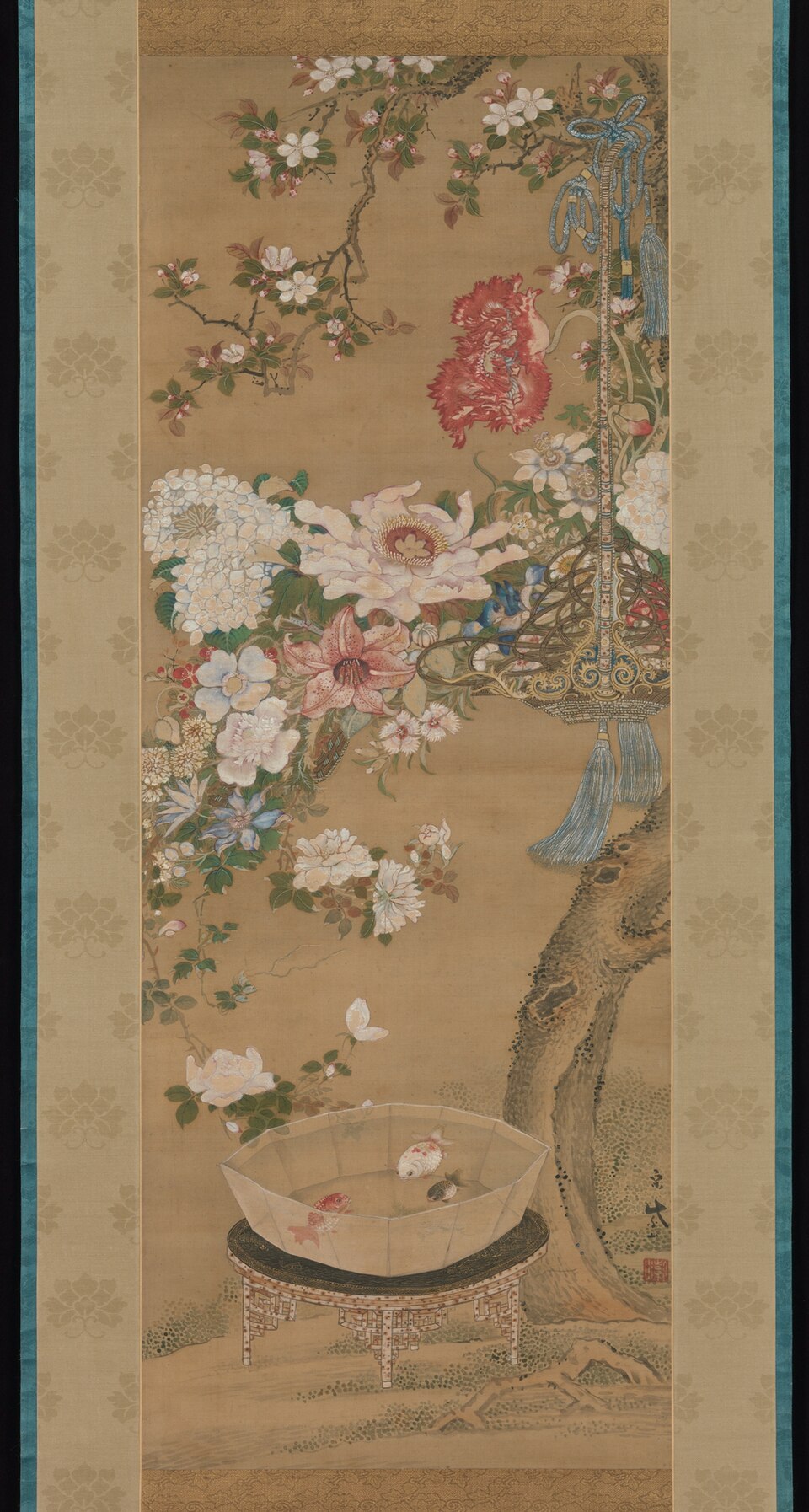 Flowers and Goldfish