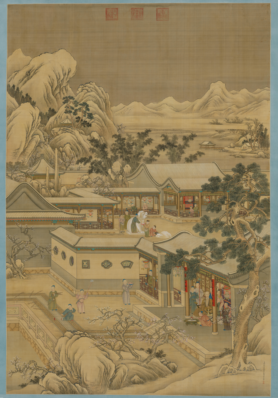 郎世宁等乾隆帝岁朝行乐图轴