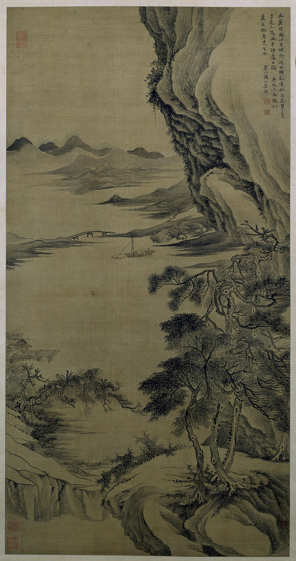 吴历幽麓渔舟图轴