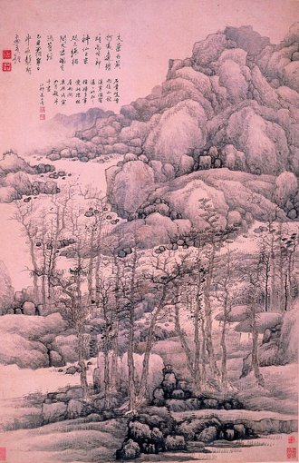 清  龚贤  木叶丹黄图轴