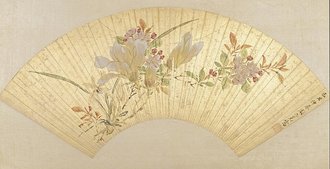 周之冕花卉图扇页