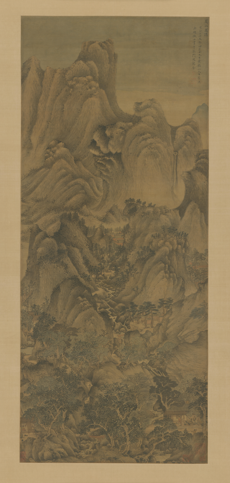 王蒙夏山高隐图轴
