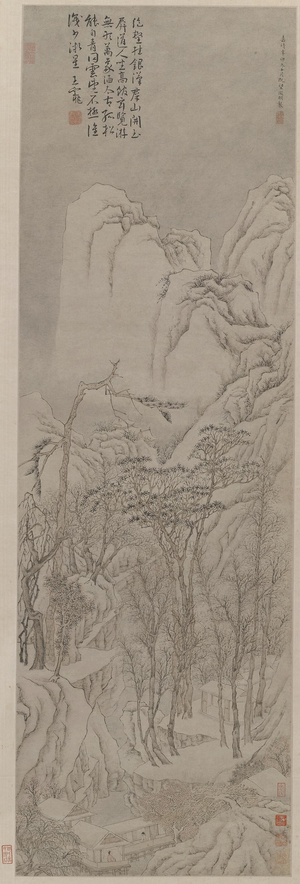 明　文徵明　寒林晴雪图轴