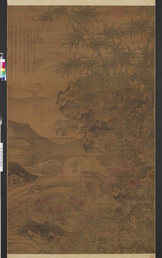 明陶成菊花雙兔圖　軸