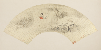 费丹旭梅花仕女扇
