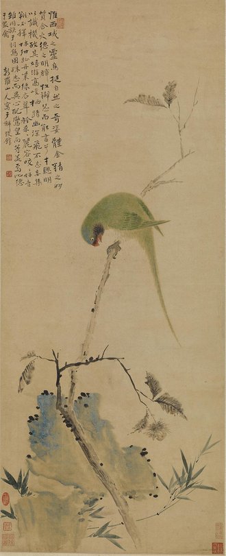 清 华喦 鹦鹉图轴