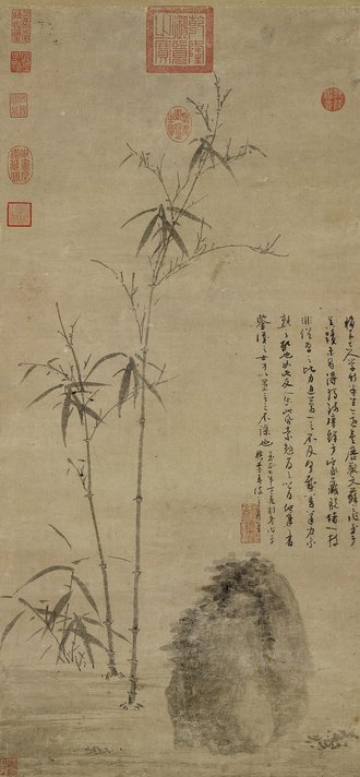 元吳鎮竹石　軸