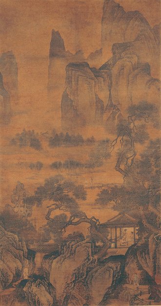 明  周臣  山斋客至图轴