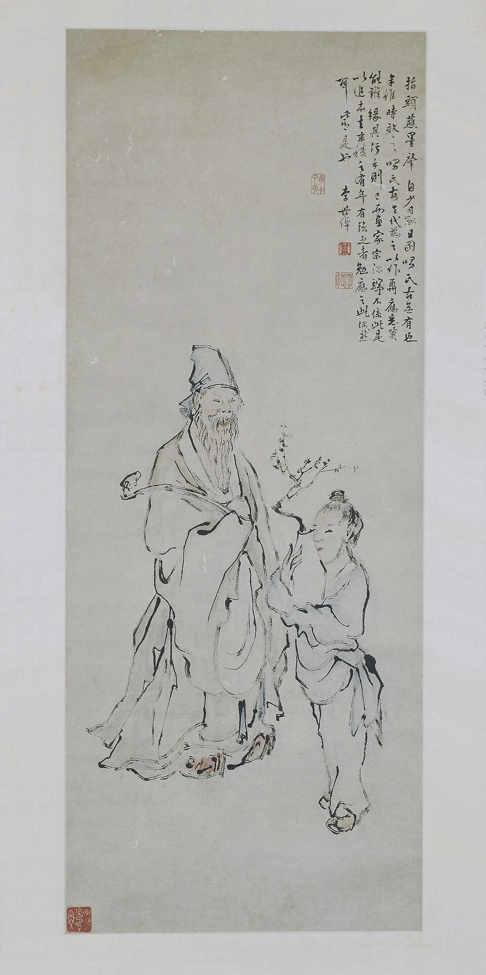 李世倬指画岁朝图轴