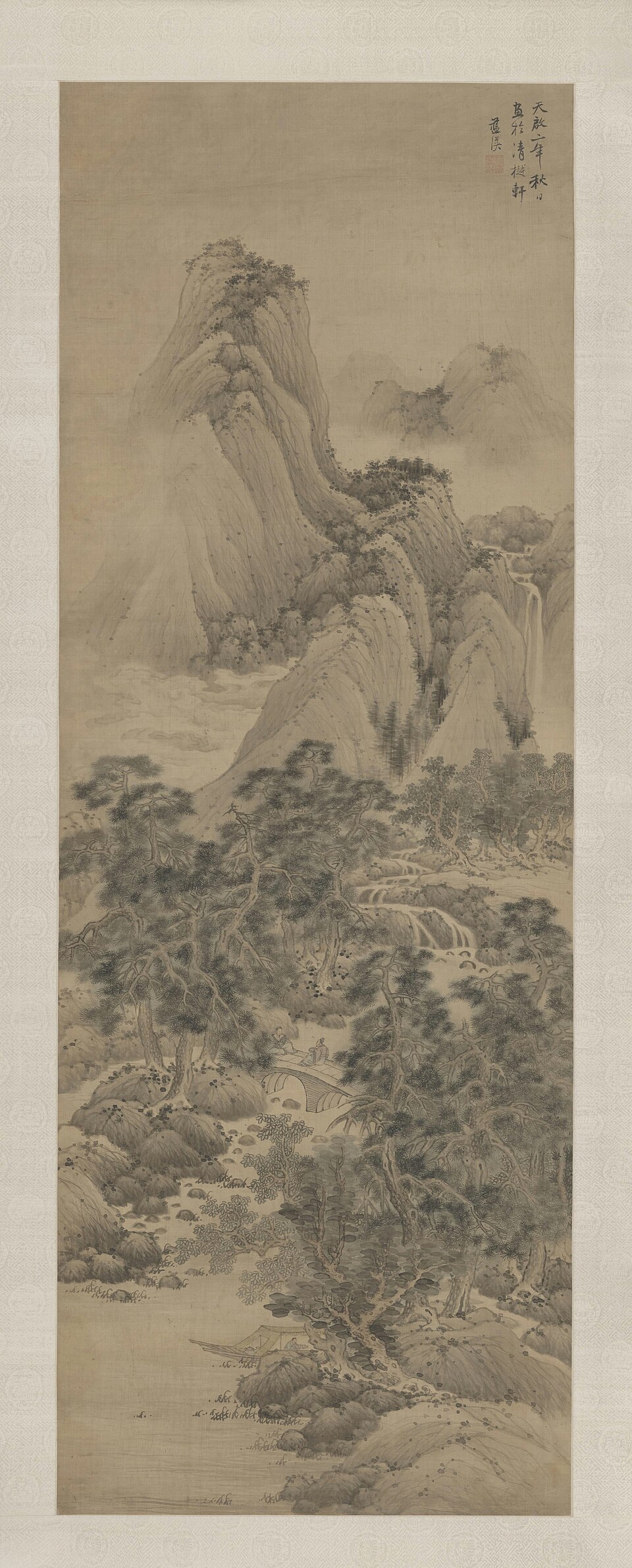 蓝瑛溪桥话旧图轴
