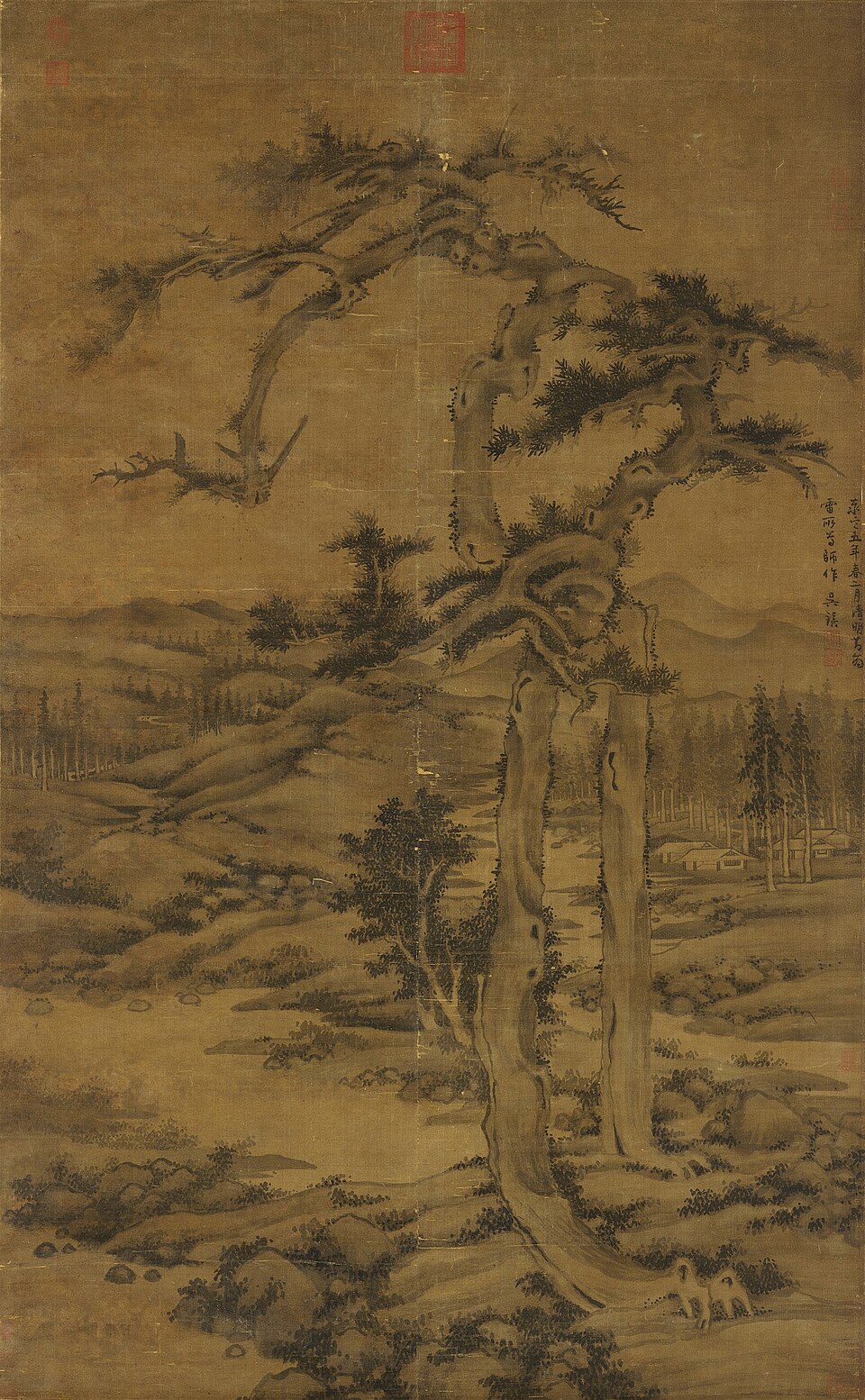 元吳鎮雙松圖　軸