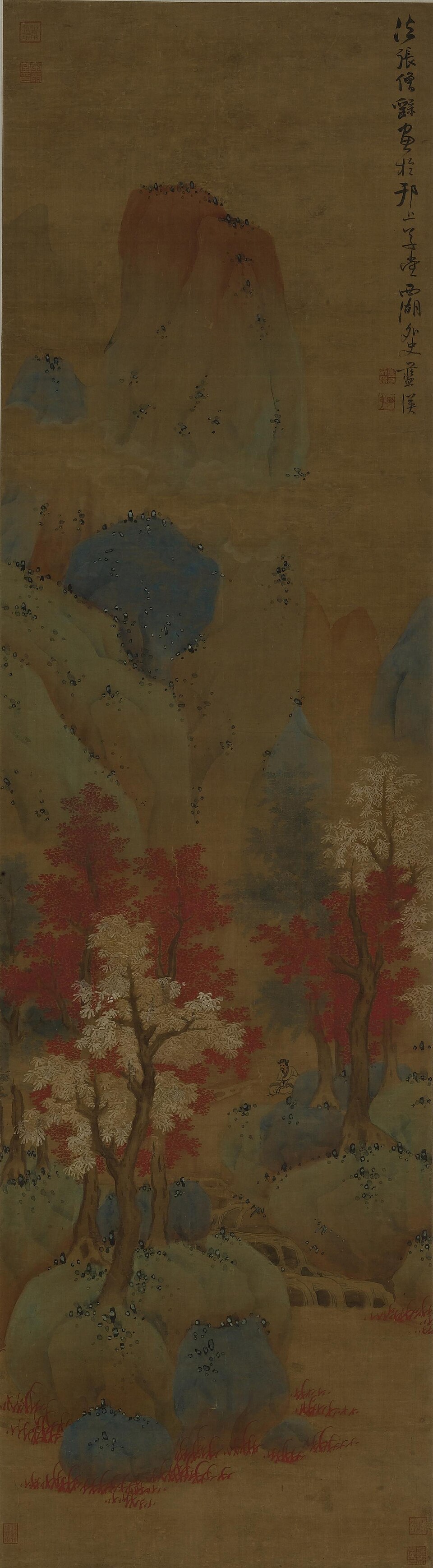 明 蓝瑛丹峰红树图轴