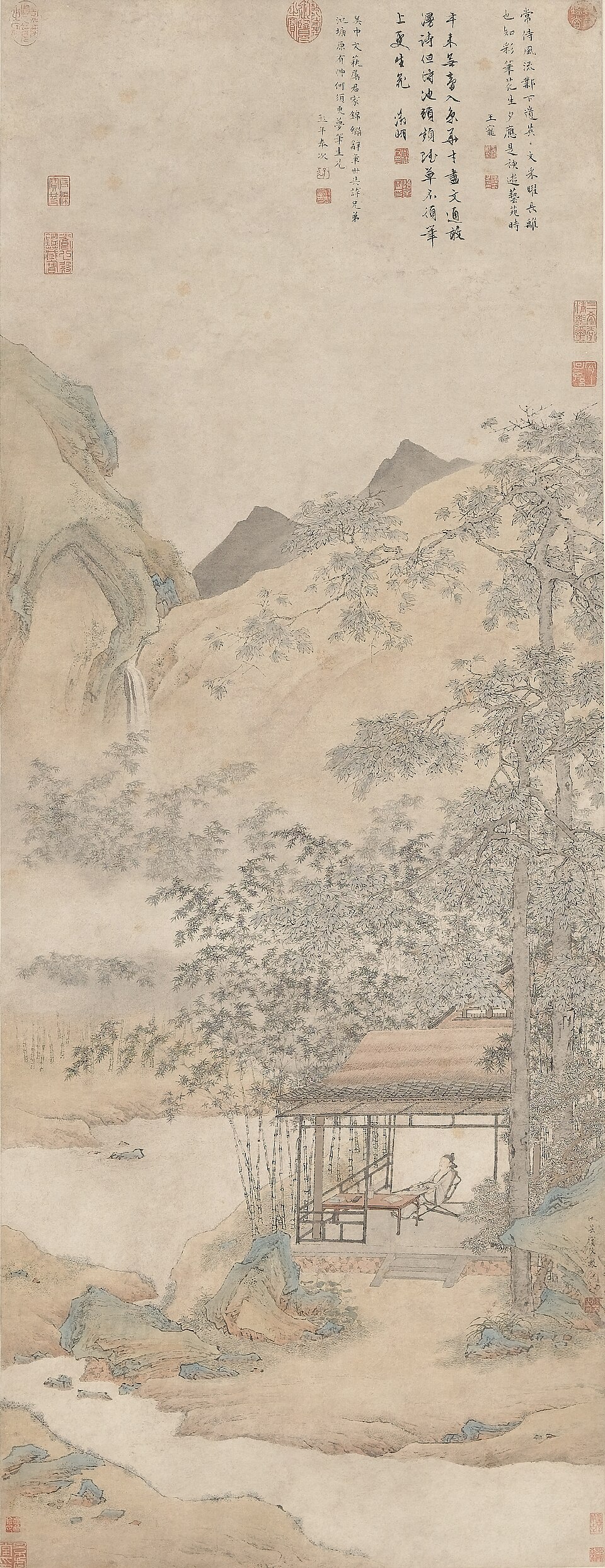 明  仇英  梧竹书堂图轴