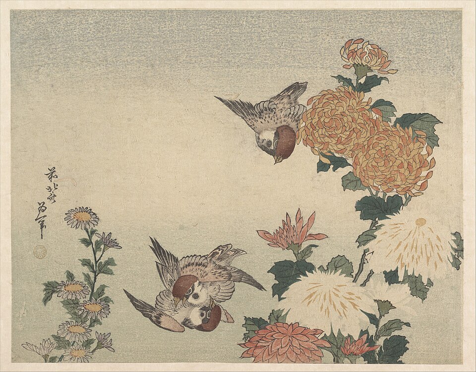 菊に雀