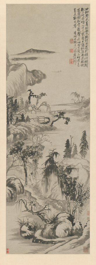 石涛横塘曳履图轴