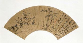 弘仁松竹幽亭图扇页