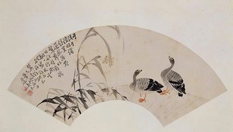 边寿民芦雁图扇页