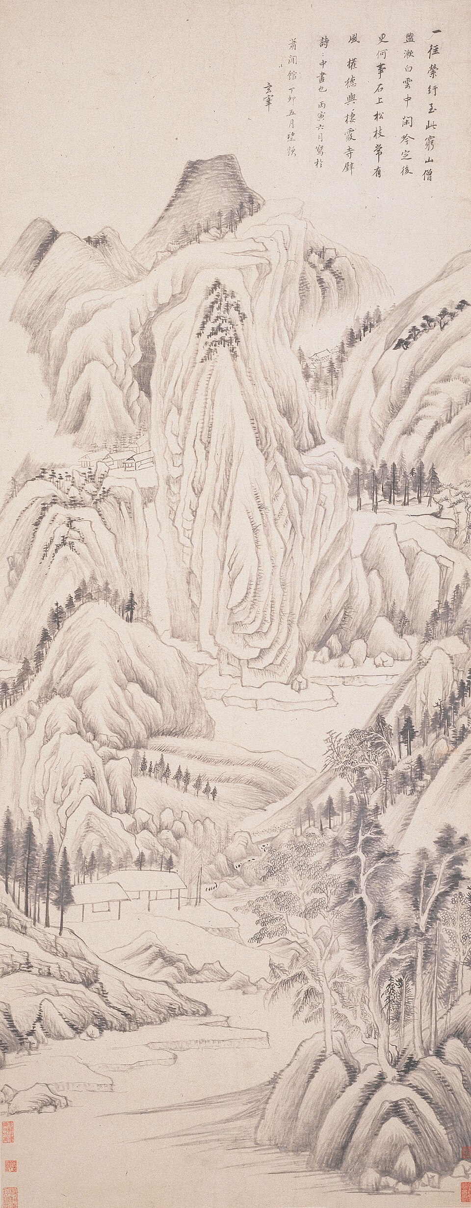 明  董其昌  栖霞寺诗意图轴
