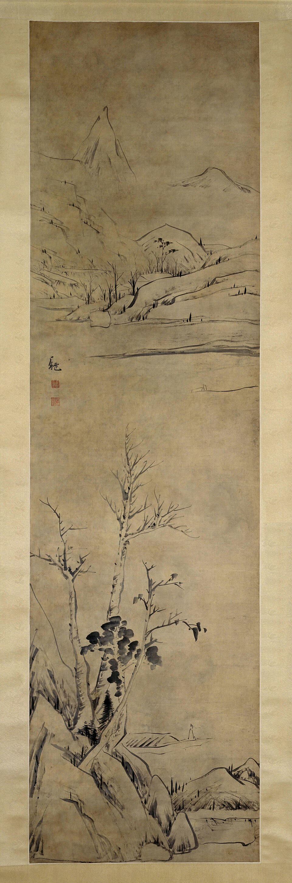 朱耷秋林独钓图轴