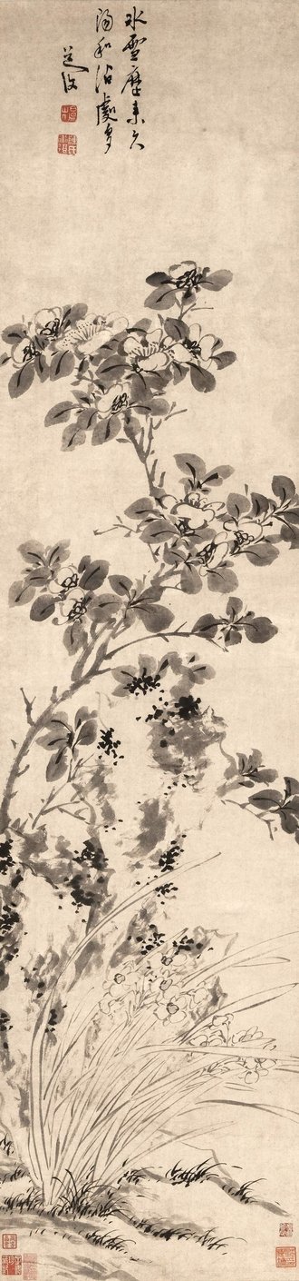明 陈淳 山茶水仙图轴