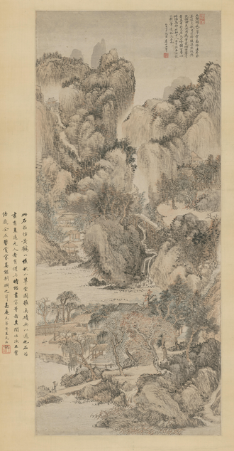 王翚仿王叔明秋山草堂图轴