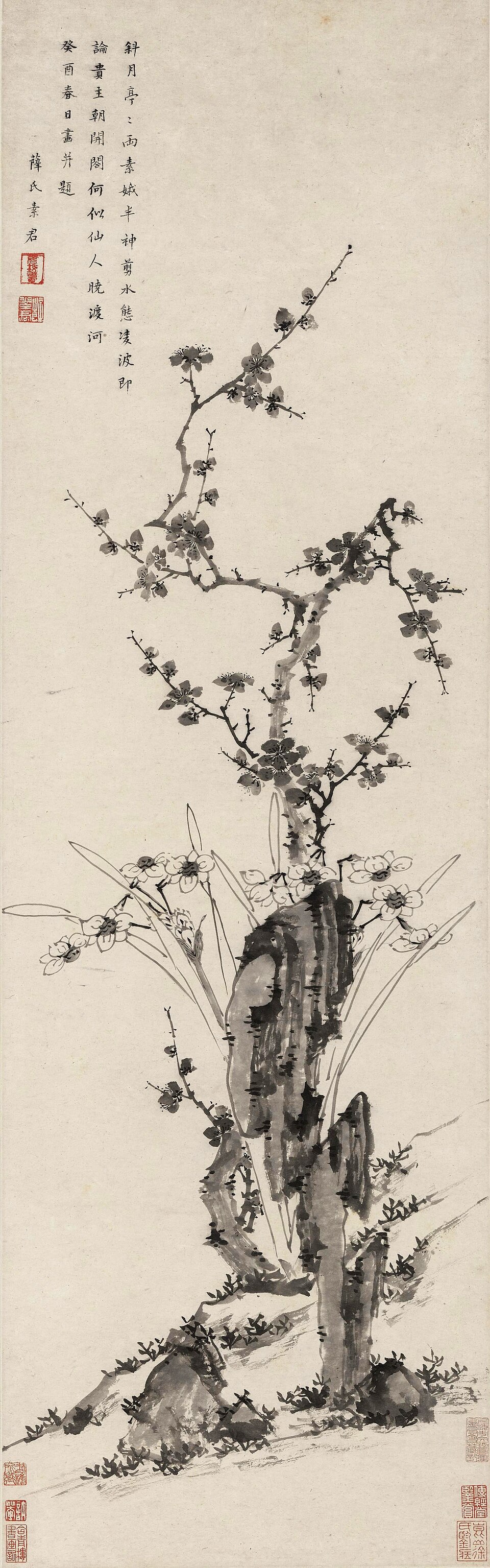 明 薛素素梅花水仙图轴