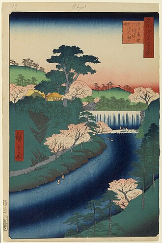 名所江戸百景 王子音無川堰棣 世俗大瀧ト唱