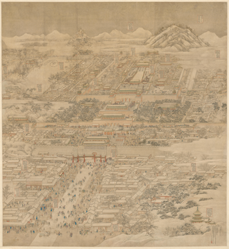 徐扬京师生春诗意图轴